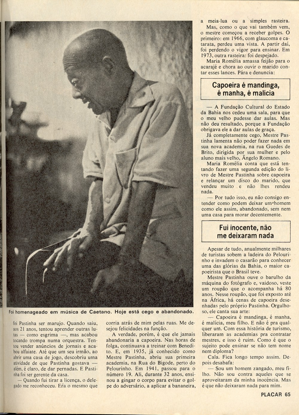 Mestre Pastinha Revista Placar 1979