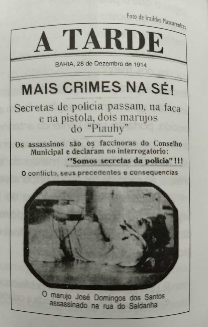 Matéria do Jornal A Tarde sobre o Crime do Saldanha